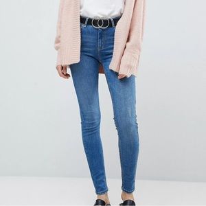 ASOS Pieces Mid Rise Skinny Blue Jean Size Medium, Women’s Slim Fit Ankle Length